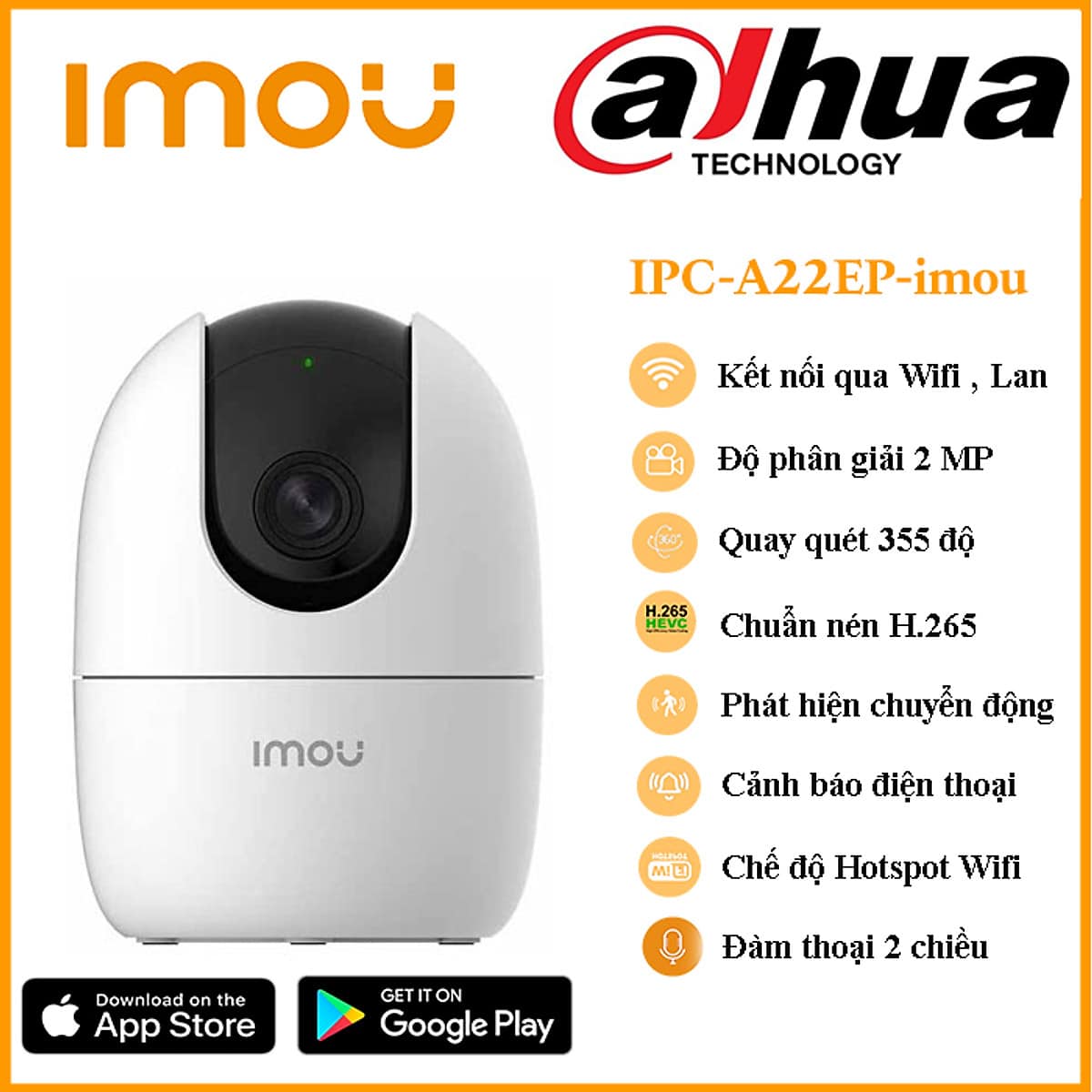 Camera Wifi 2MP IPC-A22EP-A-IMOU hỗ trợ Wifi Hotspot - Chuyên Tư vấn ...